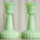 Set de 2 bougeoirs miniatures opaline de Portieux