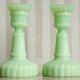 Set of 2 miniature opaline candle holders from Portieux