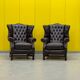 Vintage leather chesterfield wingback armchair (price is for one)