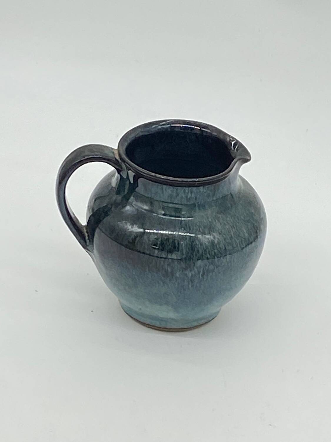 Blue/black ceramic pitcher, Vallauris, signed, vintage
