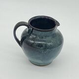 Blue/black ceramic pitcher, Vallauris, signed, vintage