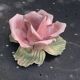 Pink candle holder in slip, old biscuit