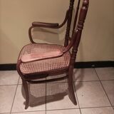 Thonet ancien fauteuil chaise bistrot cannée bois signé