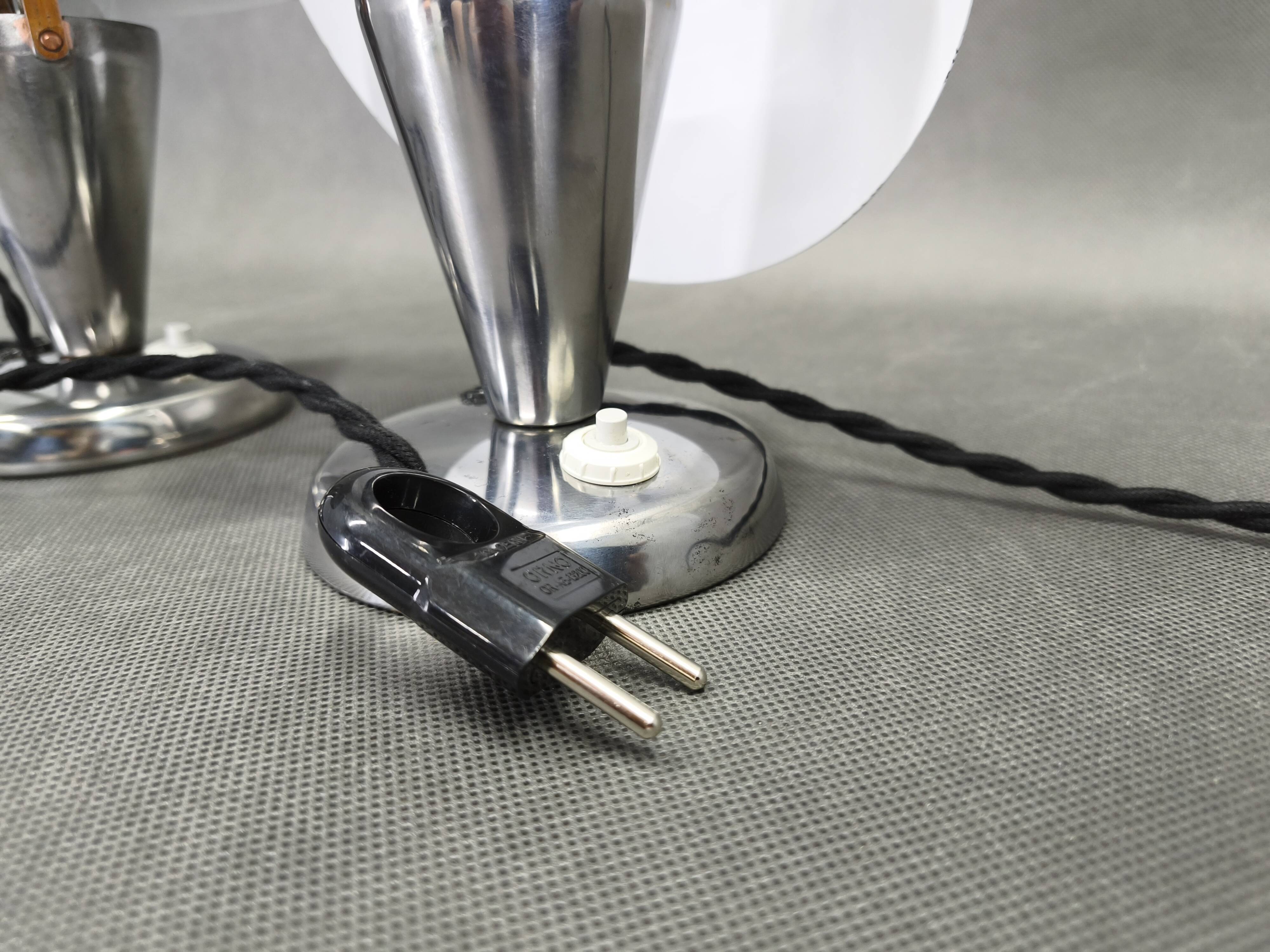 Pair Bauhaus Chrome Adjustable Table Lamps, 1930s Czechoslovakia