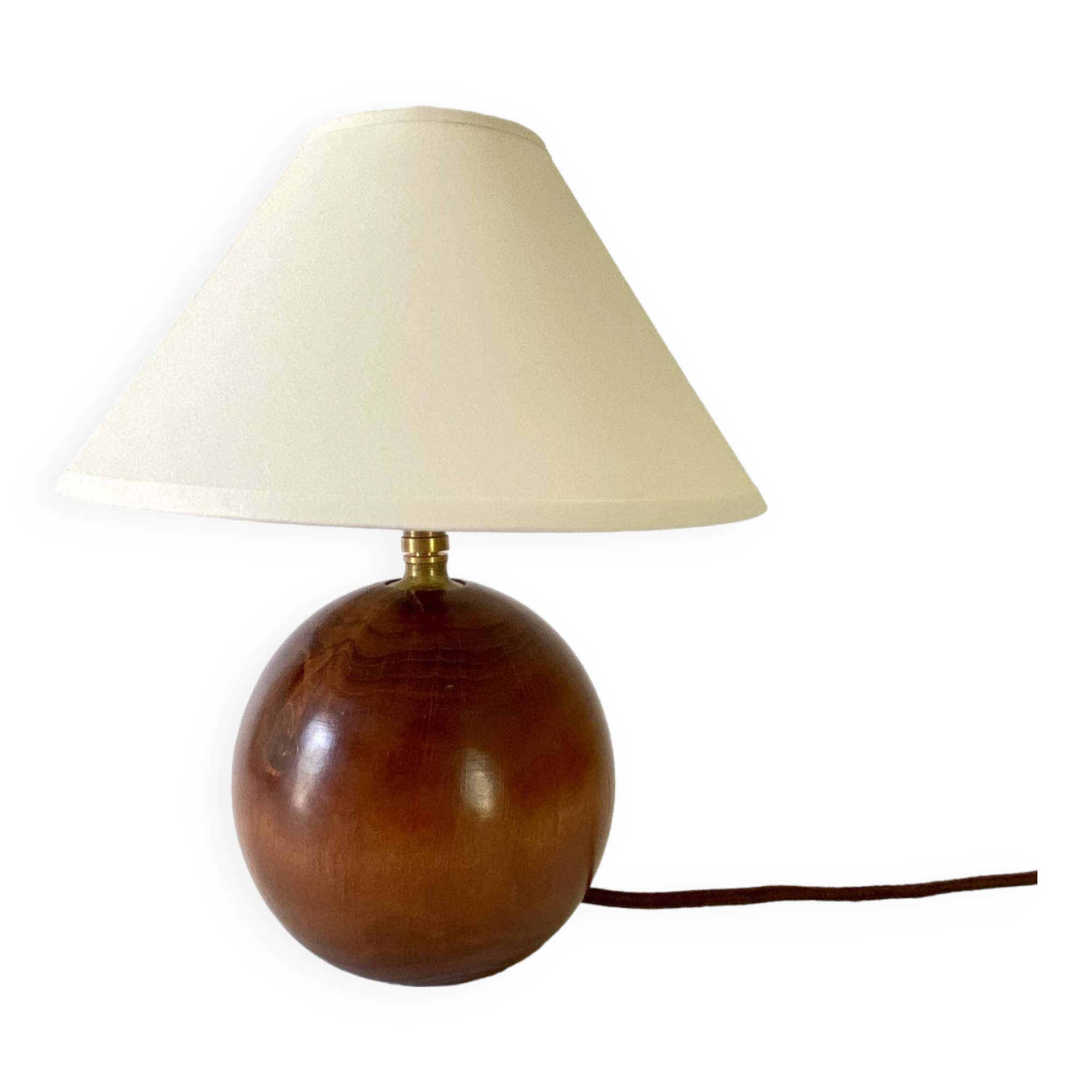 Wooden lamp, recent 2 M fabric cable, pagoda lampshade