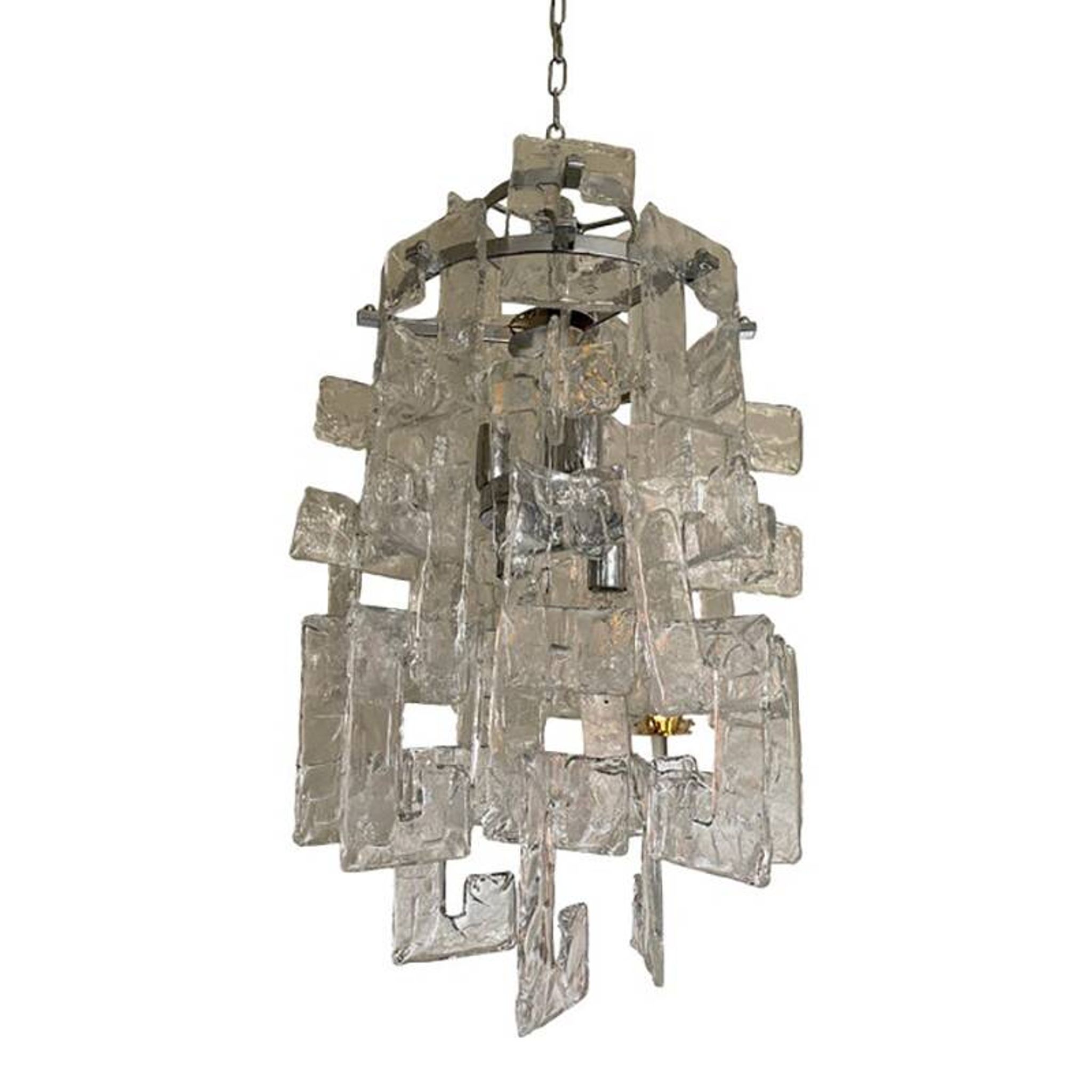 21st Century Transparent and Silver Chandelier in Murano Glass