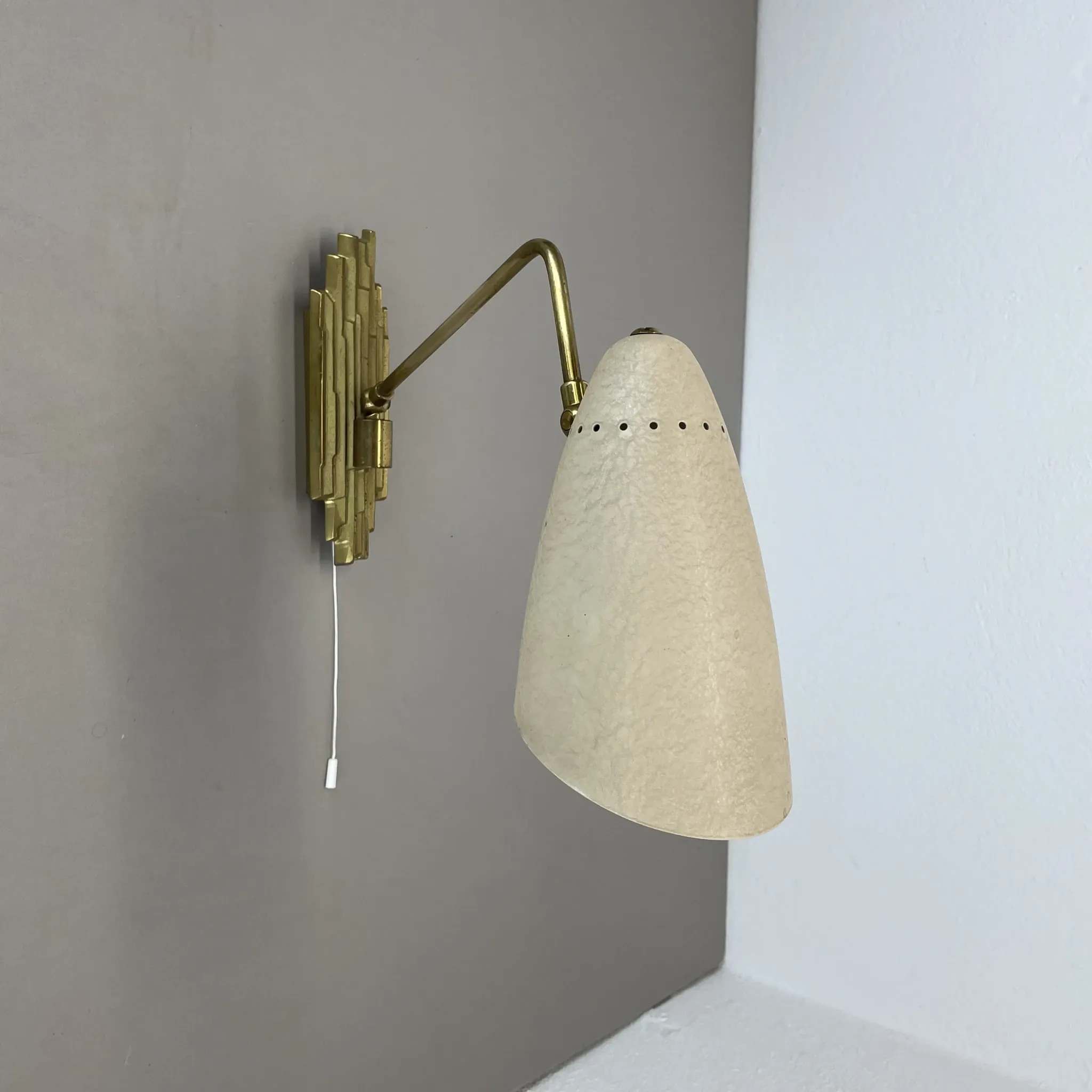 Rare Adjustable Theatre Wall Light in Brass in the Style of Stilnovo, Italy 1950s
