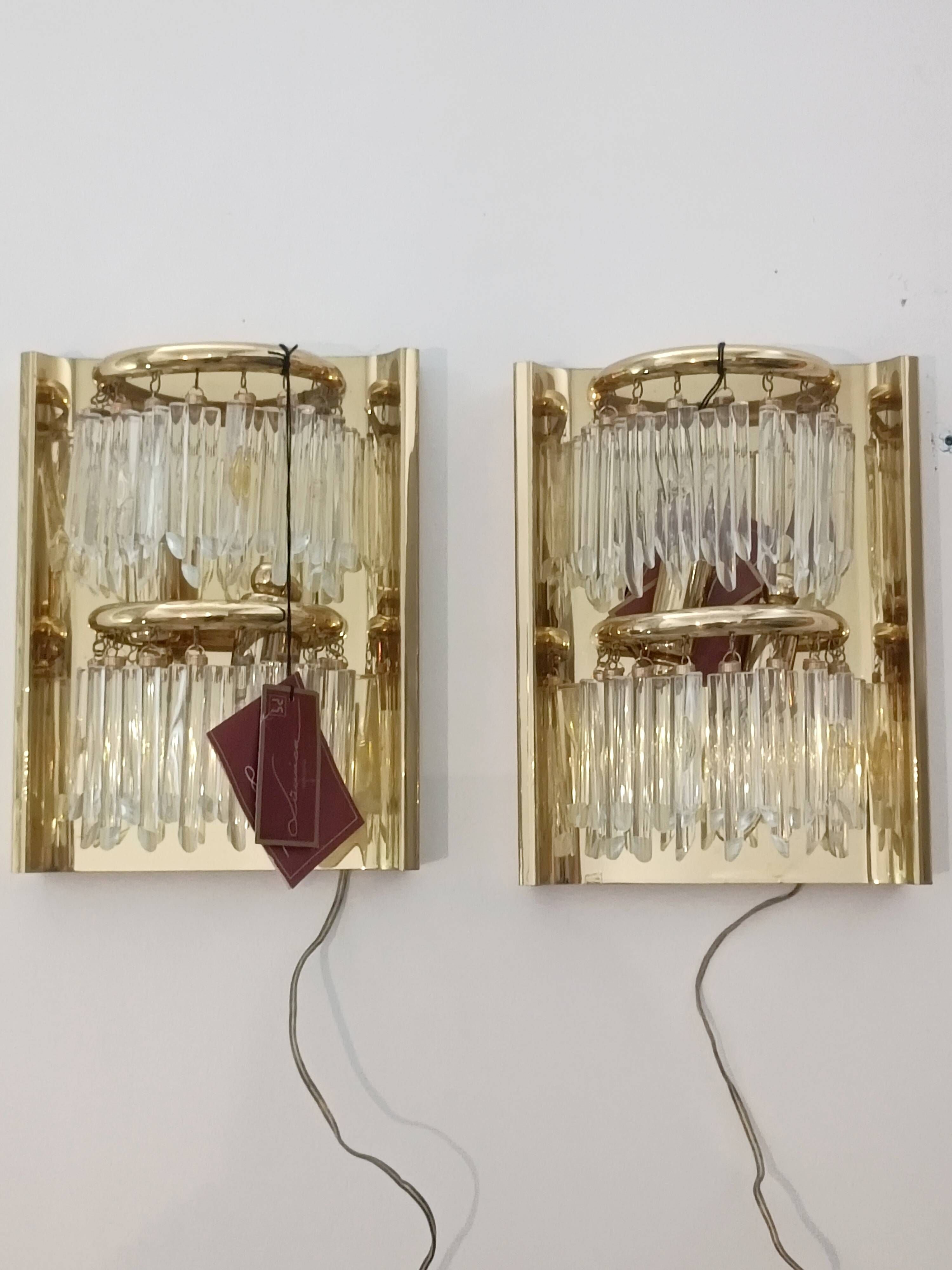 Pair of Murano glass wall lights by Lumica 1970s