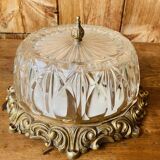 Glass and chiseled bronze ceiling light from the 50s/60s