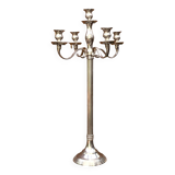 Antique large five-armed chrome-plated steel candlestick - 76cm