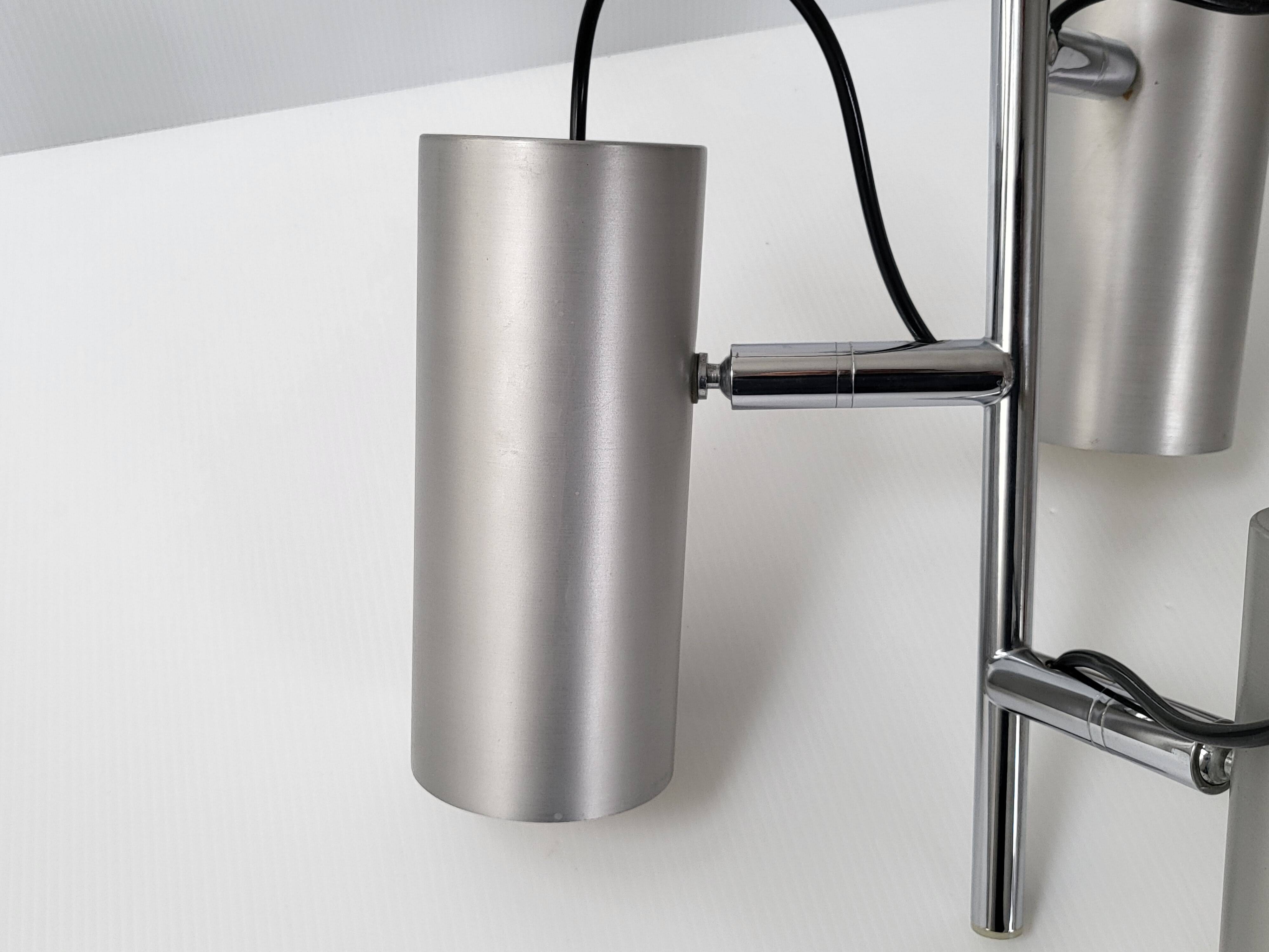 Vintage space age 1970 pendant light in brushed steel