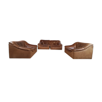 Canapés modulaires DS46 en cuir vintage de De Sede années 1970