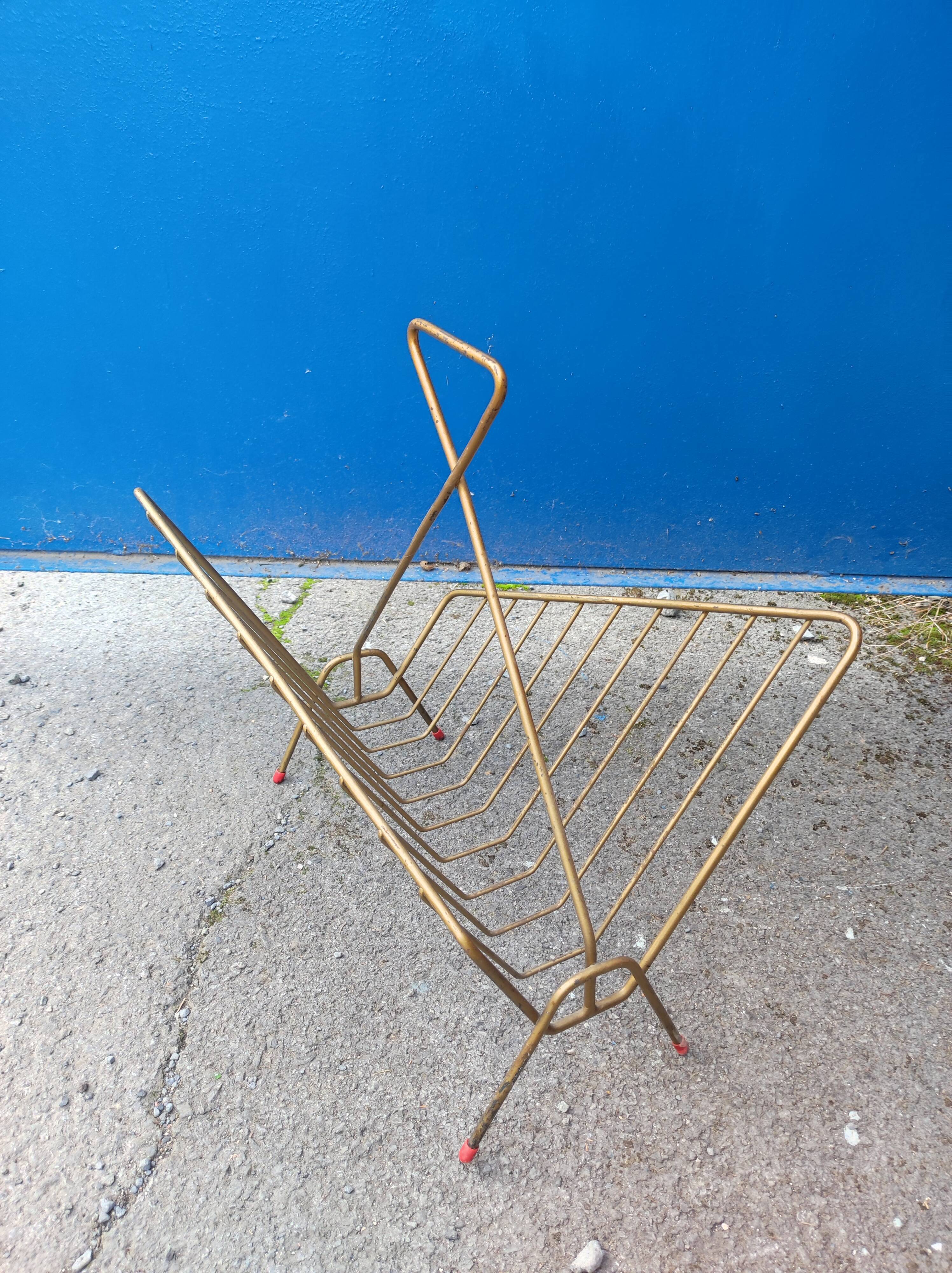 Design magazine holder vintage golden steel file