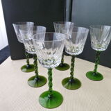 Set of 6 glasses of white wine from Alsace twisted leg