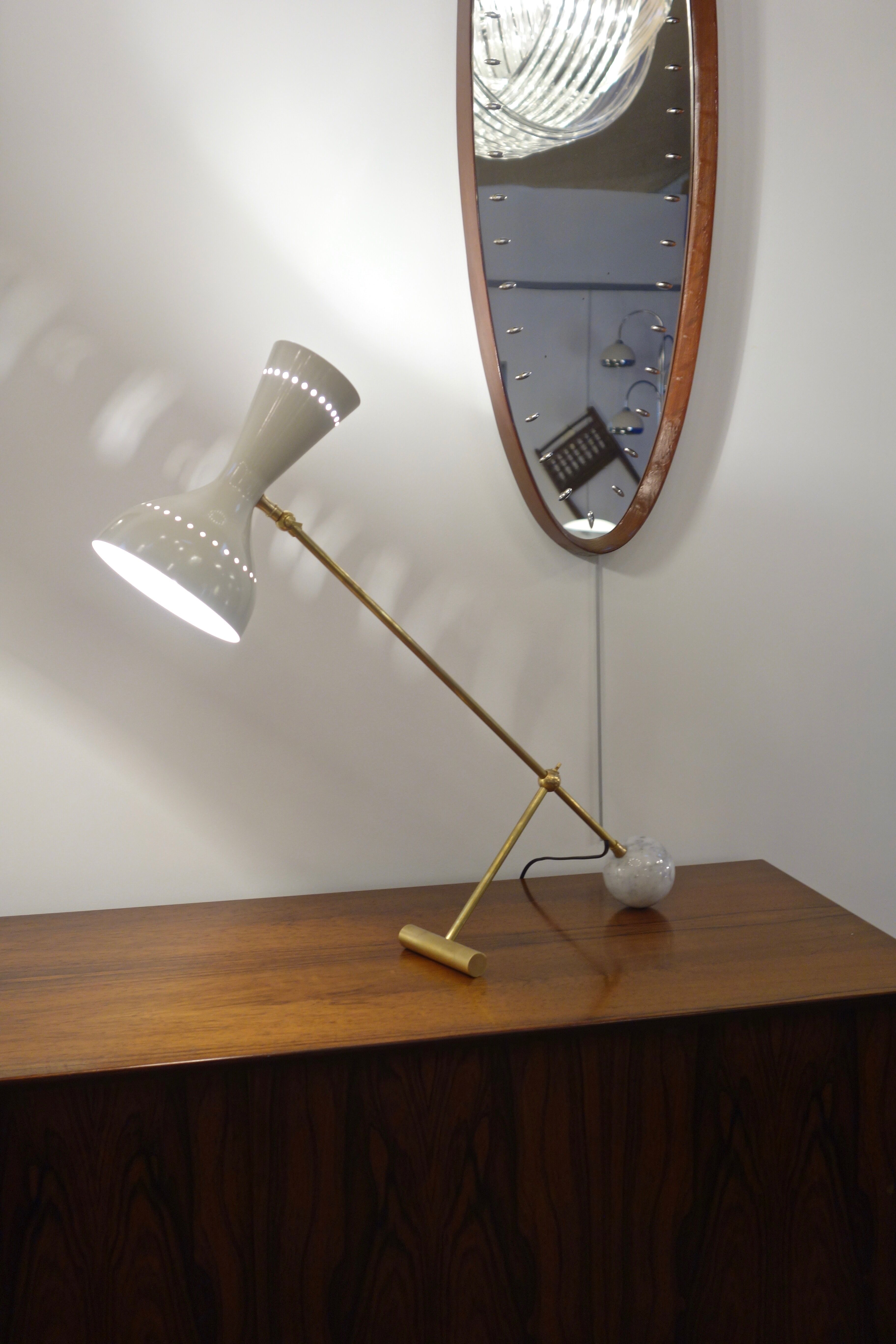 Italian dialog lamp articulated brass and marble style 50's