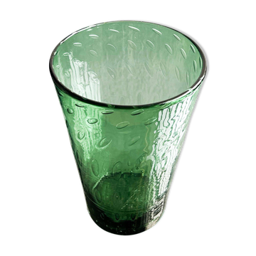 Vase décoratif en verre bullicante vert, Vetrerie di Empoli, design italien