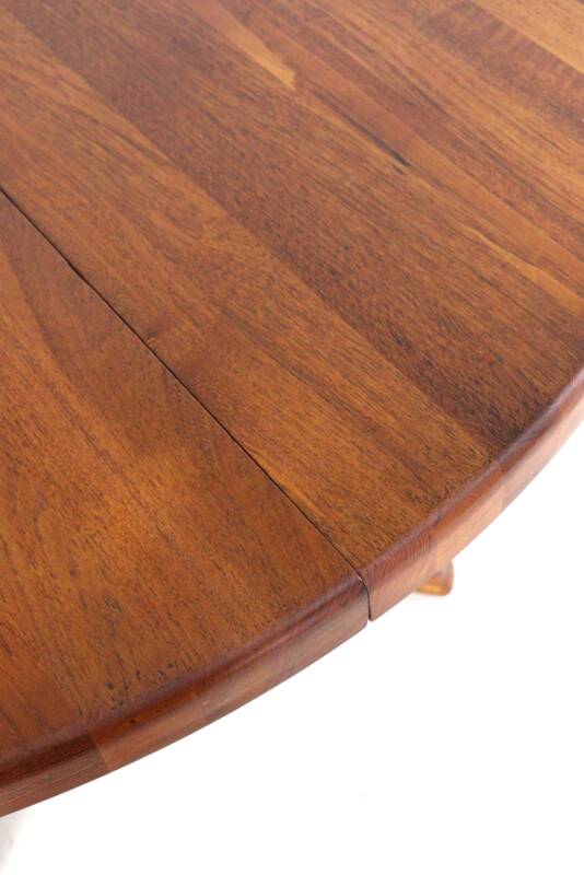Table à manger extensible ronde 'Arden' 2x - teck - style mid-century moderne