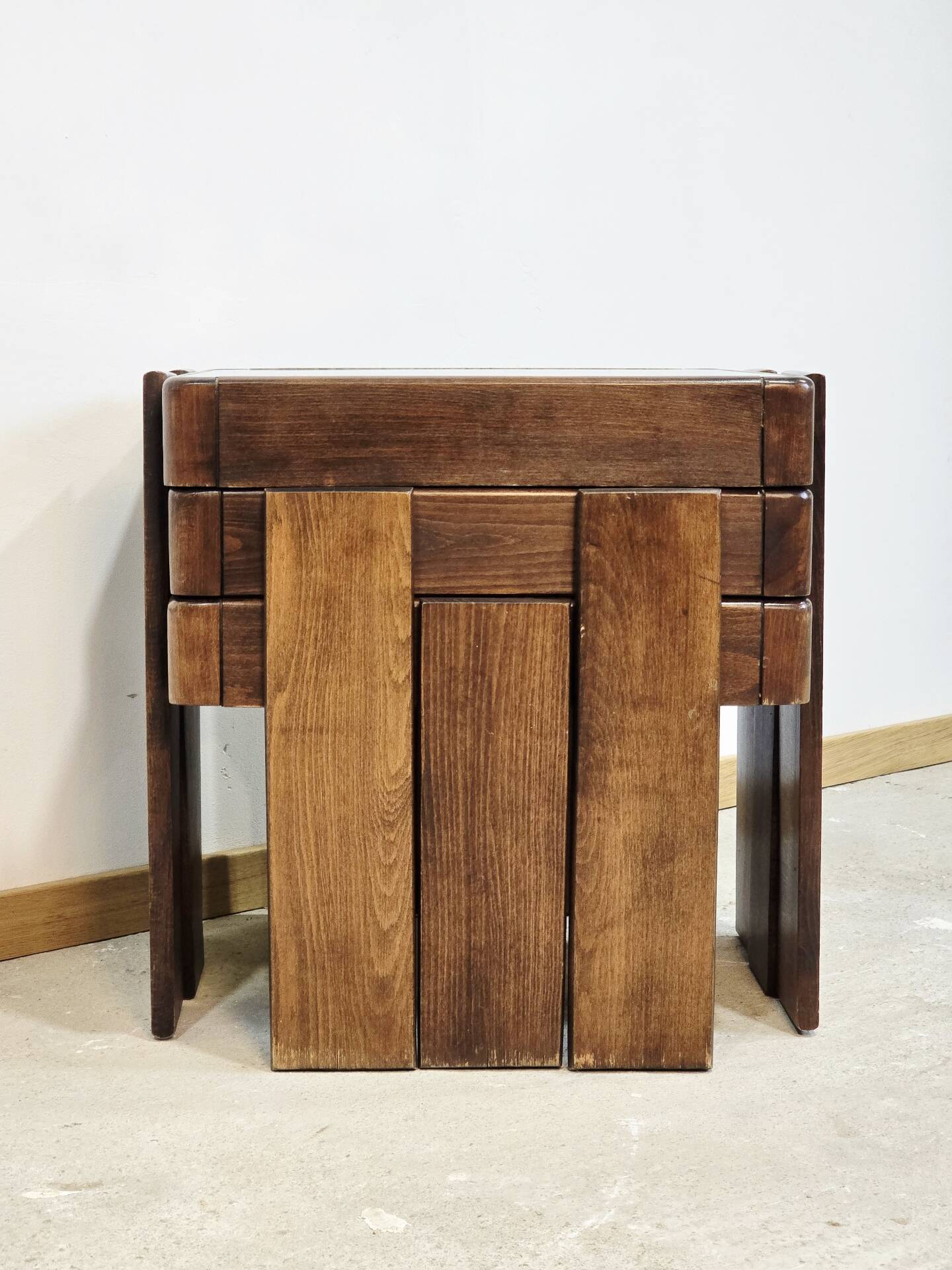 1970s Meblo Frattini Nesting Tables with Smoked Glass