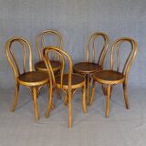 Set de 5 chaises N° 18 1/2 par Thonet, trés bistrot - 1930