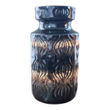 West Germany Scheurich 285-18 Onion Vase, Black Brown