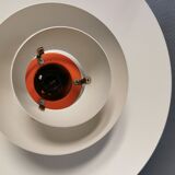 Older ph 4/3 hanging lamp, in white, with original orange suspension disk.