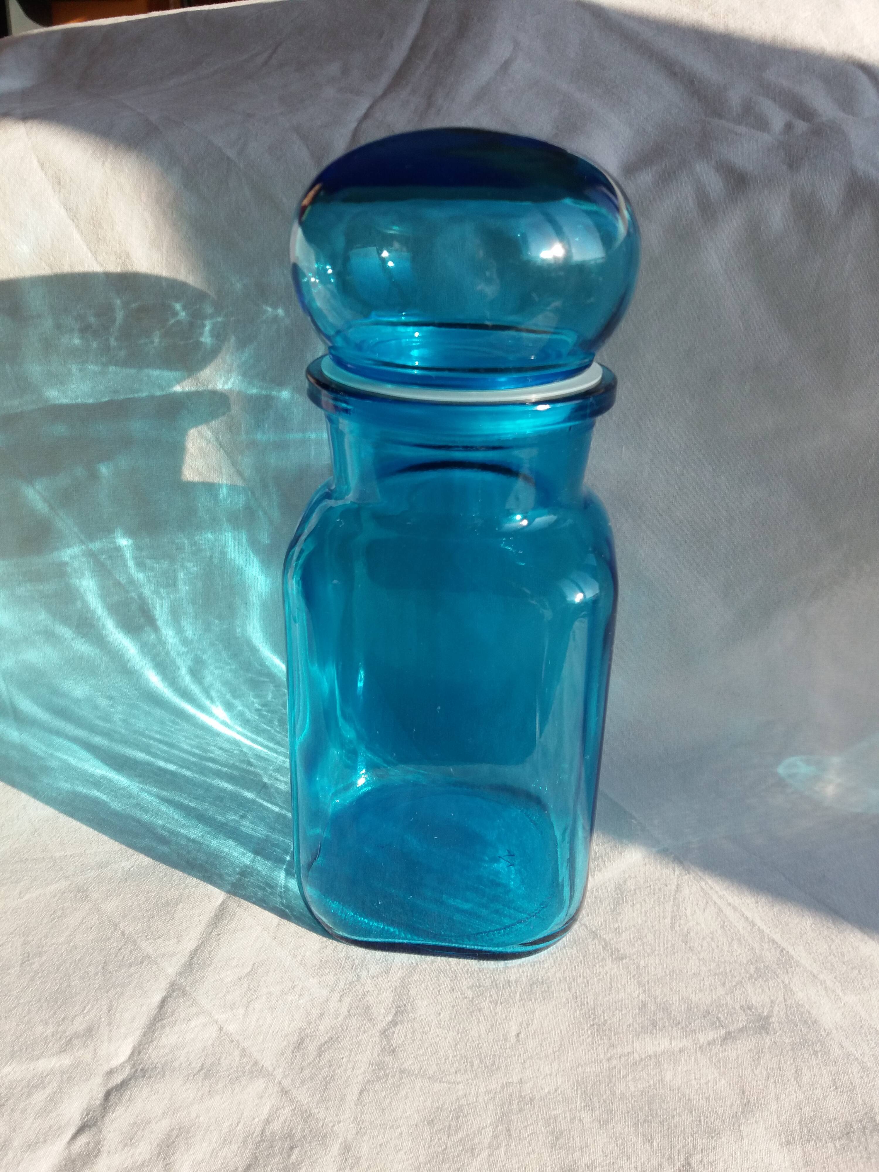 Apothecary bottle airtight blue glass jar