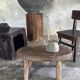 Stool, tabouret or low Japanese-style armchair in brutalist monoxyle radica.