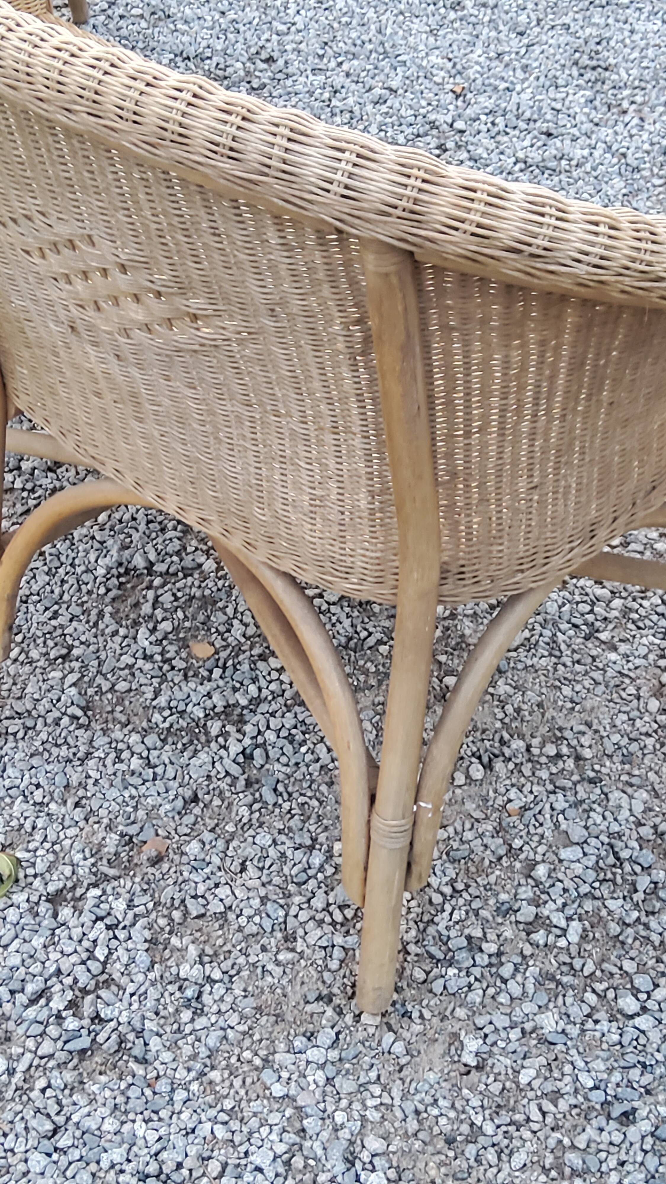 Pair of armchairs and bench in rattan and bamboo from the 60s/70s