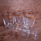 5 verres à eau à pied transparent liseré doré Luminarc