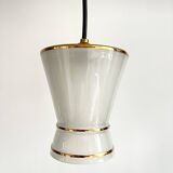 Small white and gold diabolo pendant light