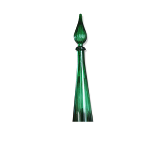 Large blown green glass bottle – Italian work, circa 1970