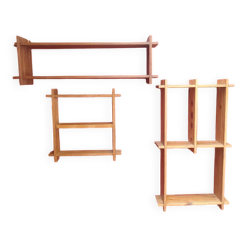 Three solid pine shelves