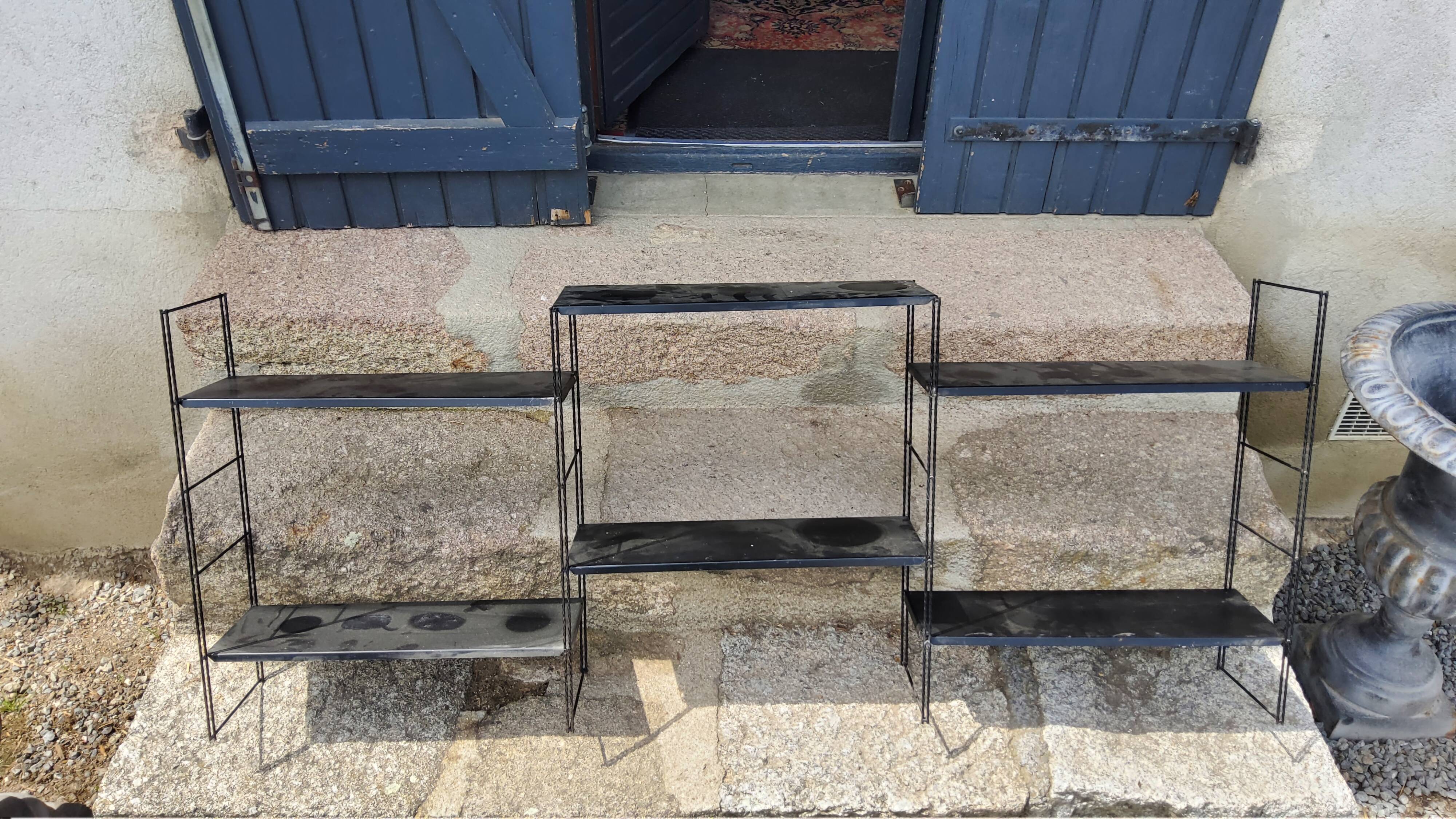 Vintage string wall shelf from the 60s in metal