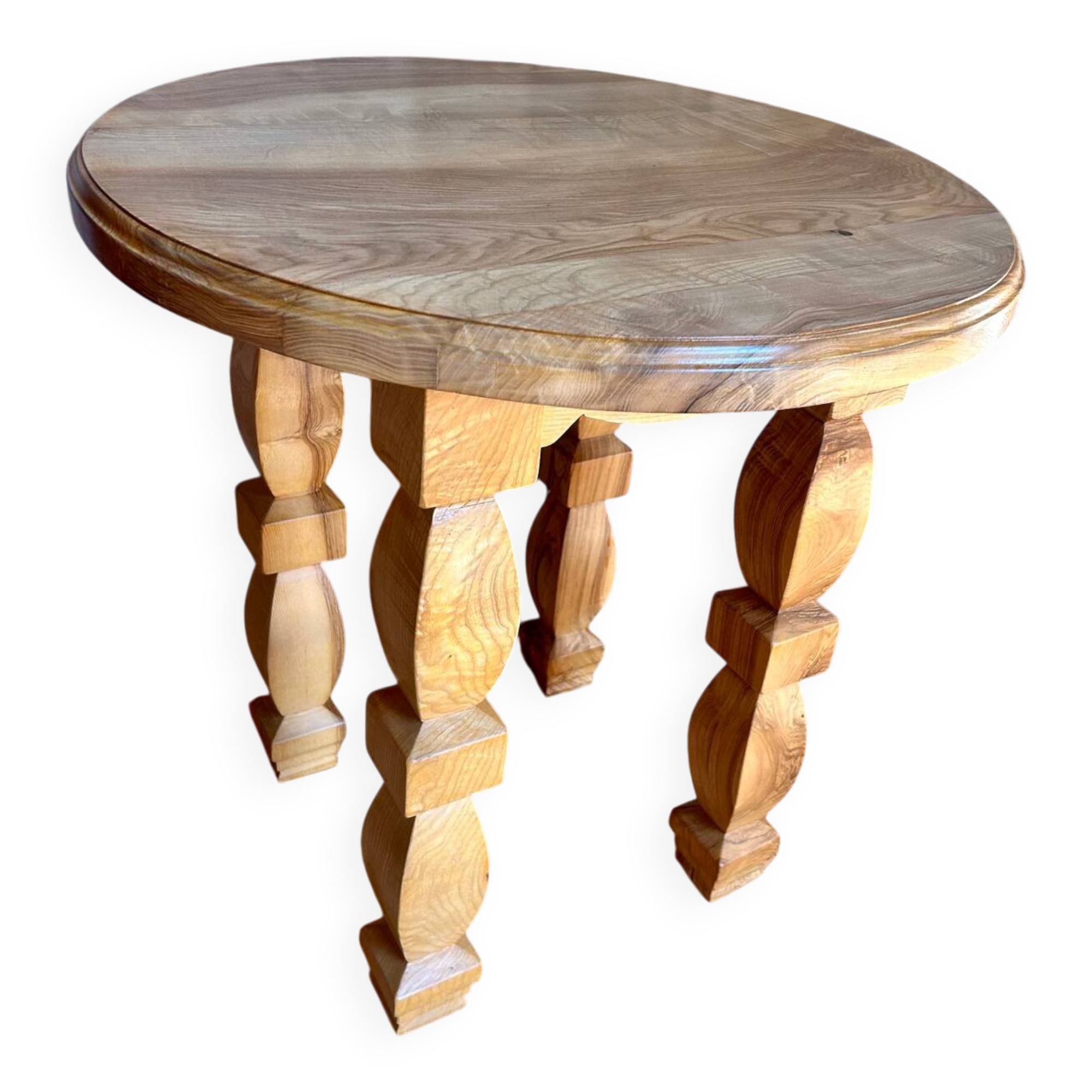 Carved ash wood side table