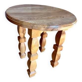 Carved ash wood side table