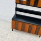 Vintage wall coat rack with storage bench from the 1970s.