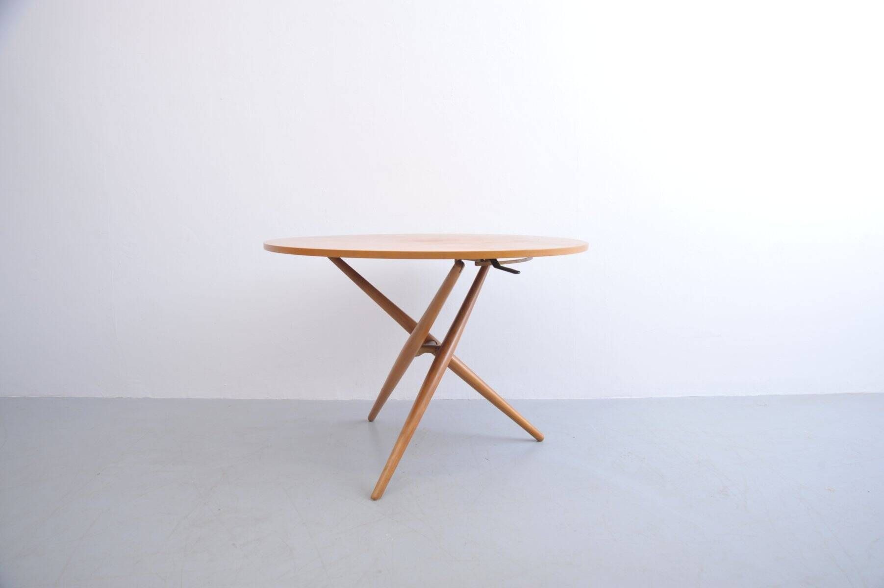Adjustable cherry wood table by Jürg Bally for Wohnhilfe, 1950s