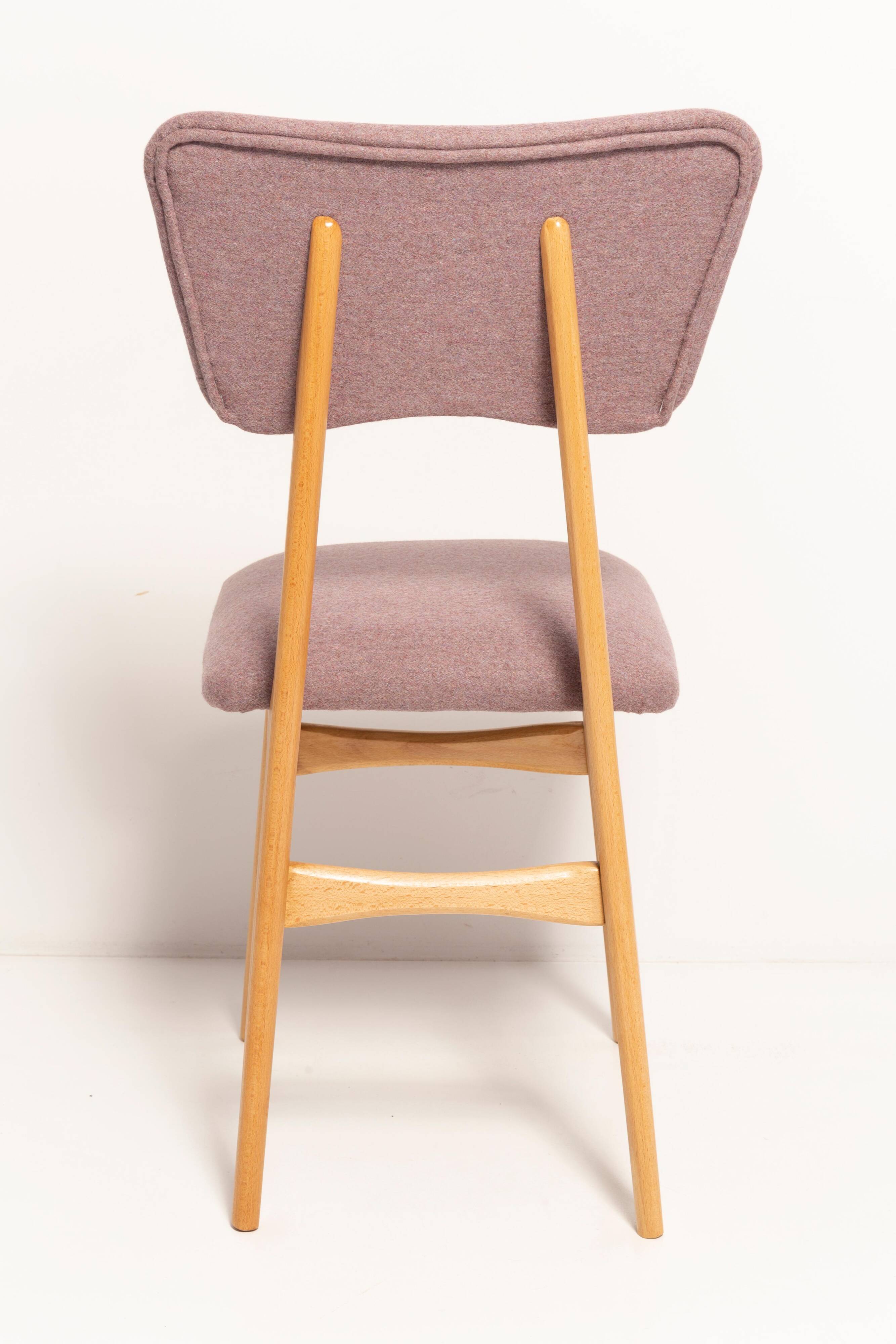 "Butterfly" dining chair, boucle pink wool, light wood