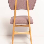 "Butterfly" dining chair, boucle pink wool, light wood