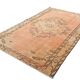 Tapis vintage rose poudré fait main en laine, style oriental doux