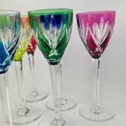 Saint-Louis, 6 Monaco model glasses in coloured crystal, 21.5 cm