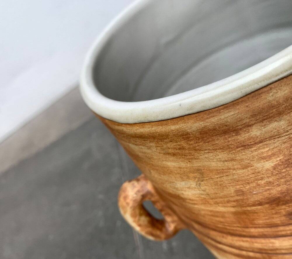 Brutalist mid-century studio pottery vase from La Poterie De La Colombe, 1960s.