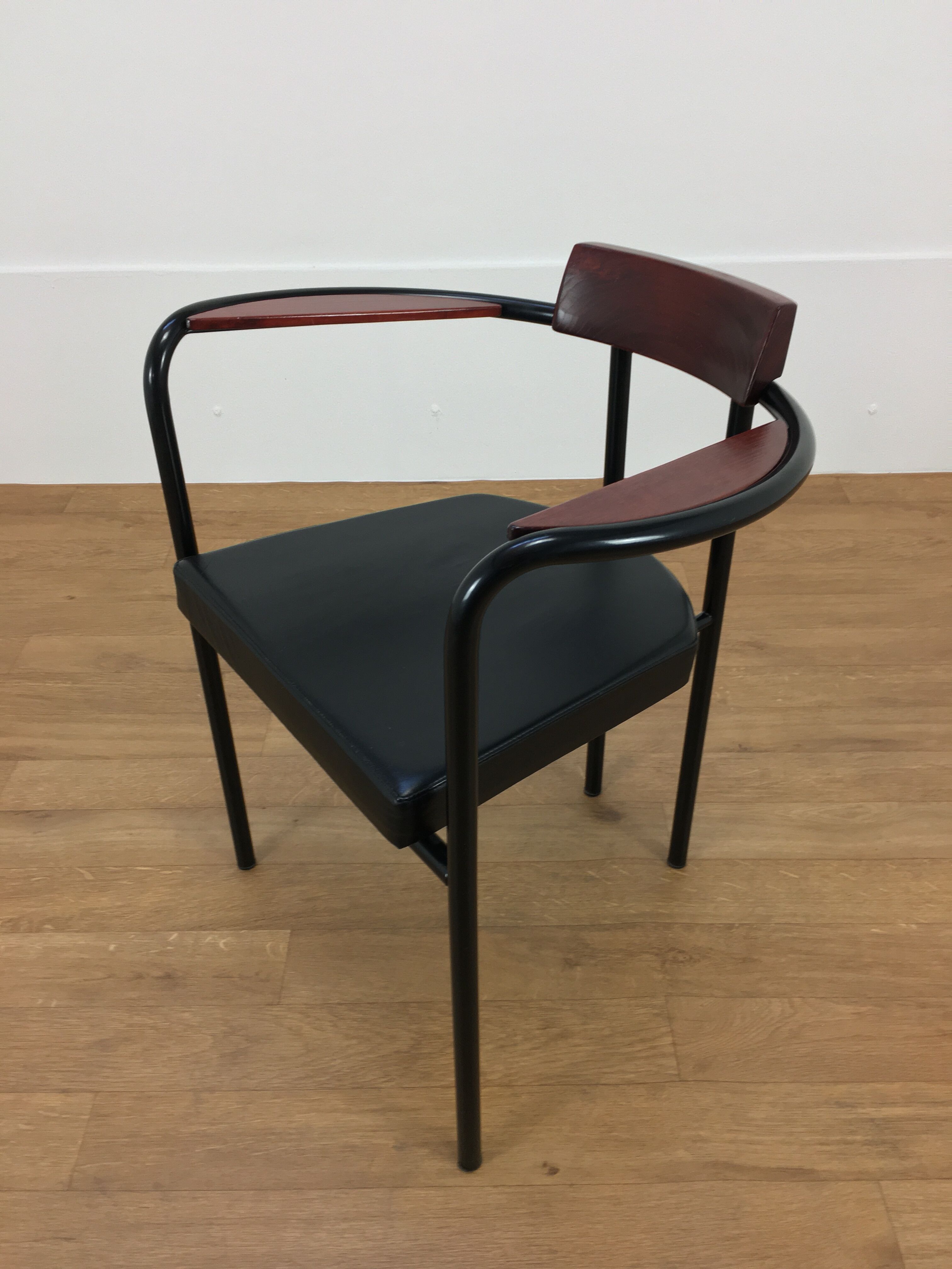 Artelano leather and wood office chair, 80s