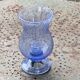 Tealight holder, lavender blue blown glass candle holder from biot glassworks,