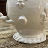 Pitcher and its glass in white earthenware from Malicorne