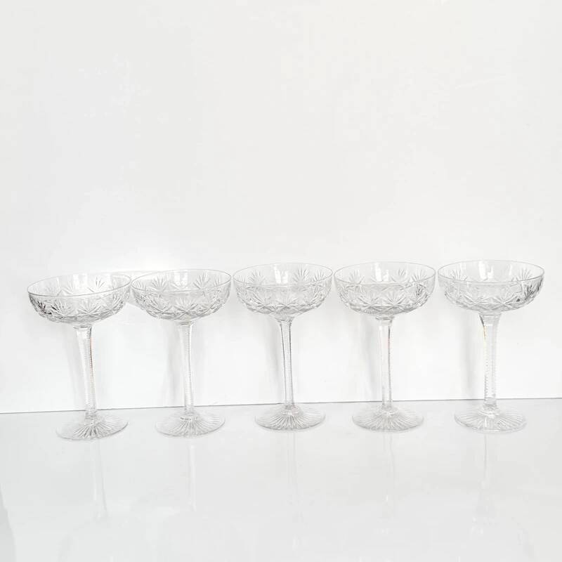 Set of 5 crystal champagne glasses from Saint-Louis | Gavarni model