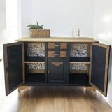 Black and wood art deco sideboard
