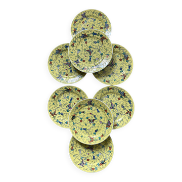 8 assiettes en porcelaine chinoise polychrome - TBE - années 50