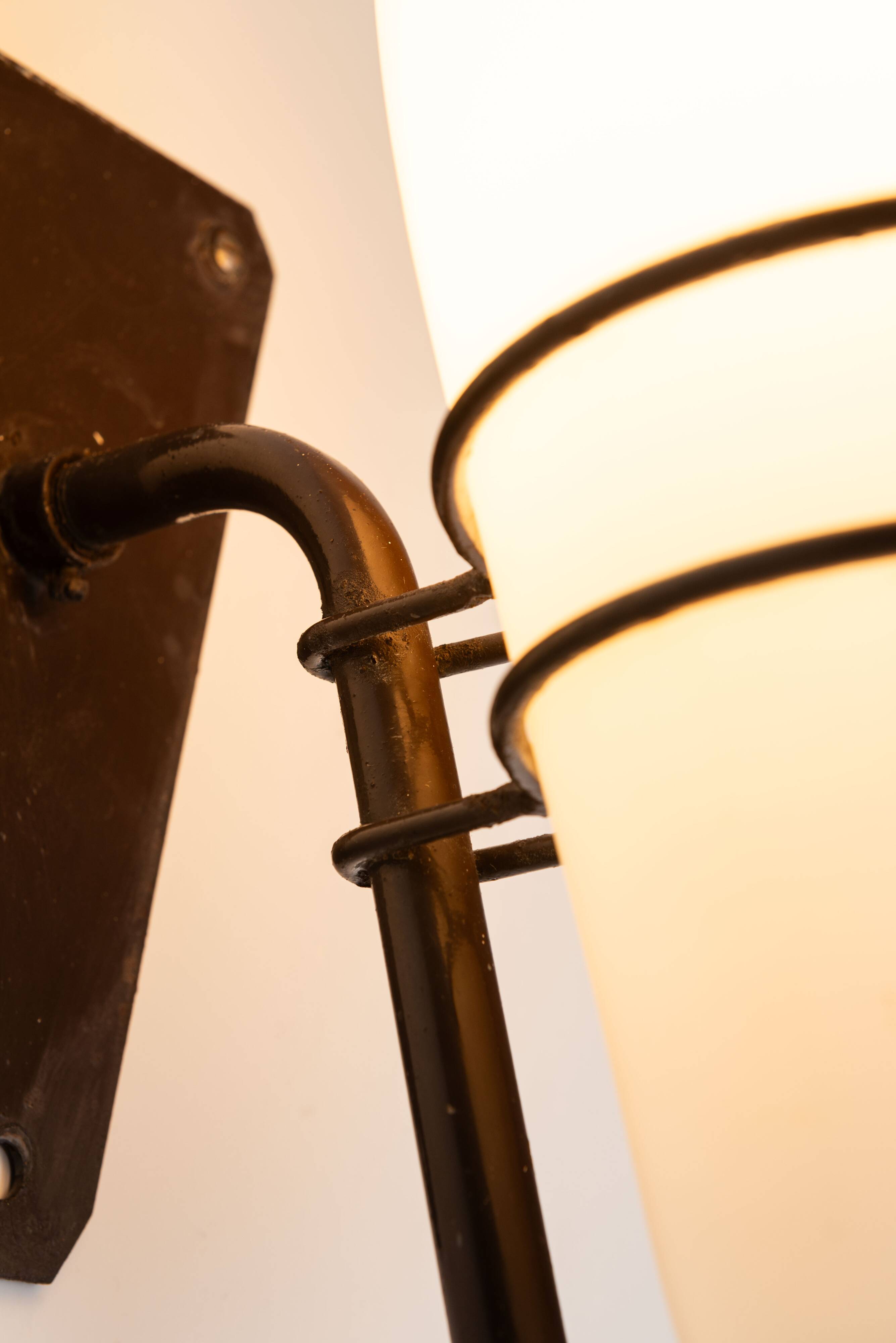 Large outdoor lamp made from metal and opal glass