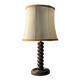 Charles Dudouyt oak table lamp with parchment shade, France, 1950s